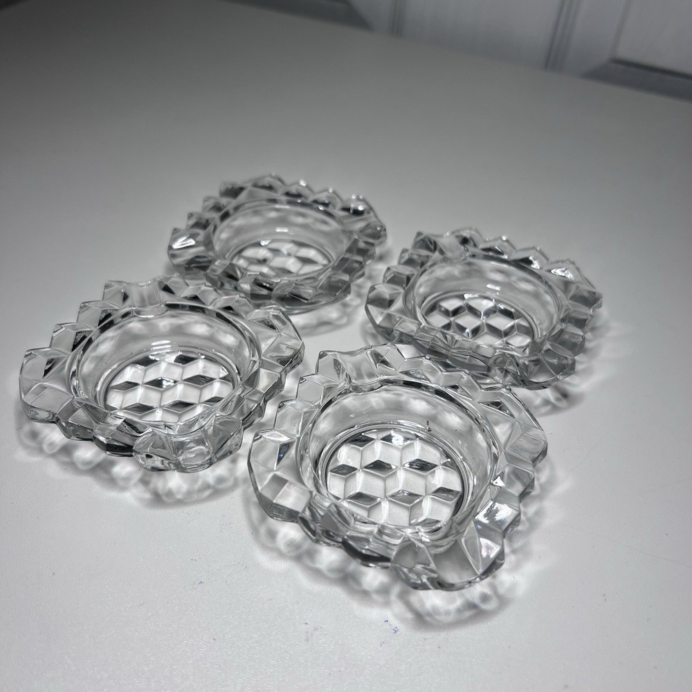 American Fostoria  (set of 4) Clear Crystal Glass Individual Ashtrays